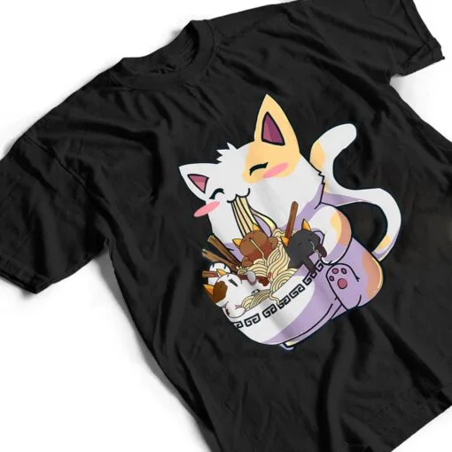 Kawaii Neko Cat Ramen Bowl Anime Japanese Noodles T Shirt