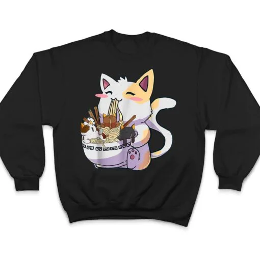 Kawaii Neko Cat Ramen Bowl Anime Japanese Noodles T Shirt