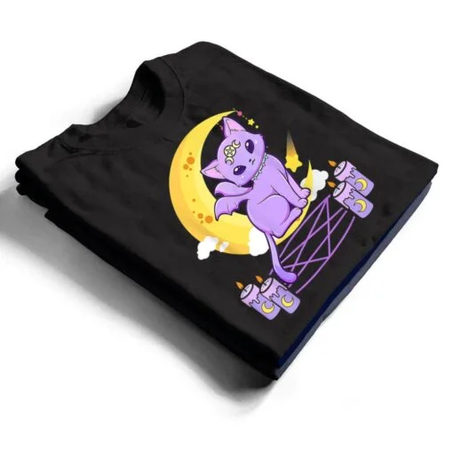 Kawaii Pastel Goth Cute Creepy Black Cat Pagan Kitty Occult T Shirt