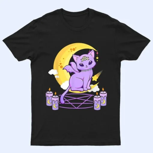 Kawaii Pastel Goth Cute Creepy Black Cat Pagan Kitty Occult T Shirt