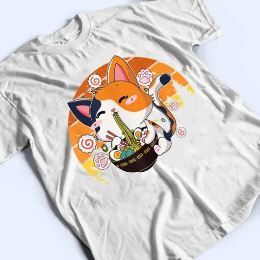 Kawaii Ramen Cat Anime Japanese Neko Noodle Funny Vintage T Shirt