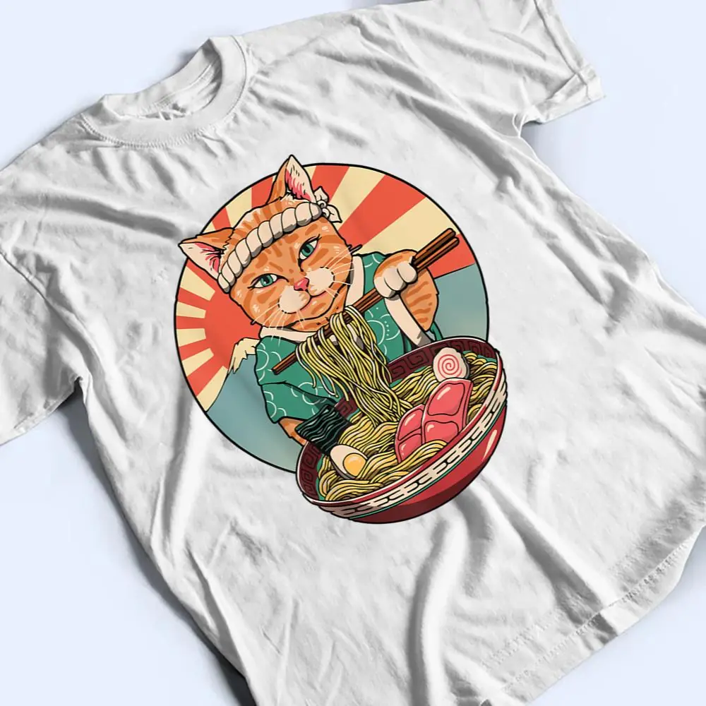 Kawaii-Ramen-Cat-Japanese-Neko-Noodle-Funny-Vintage-Anime-T-Shirt-2 Kawaii Ramen Cat Japanese Neko Noodle Funny Vintage Anime T Shirt