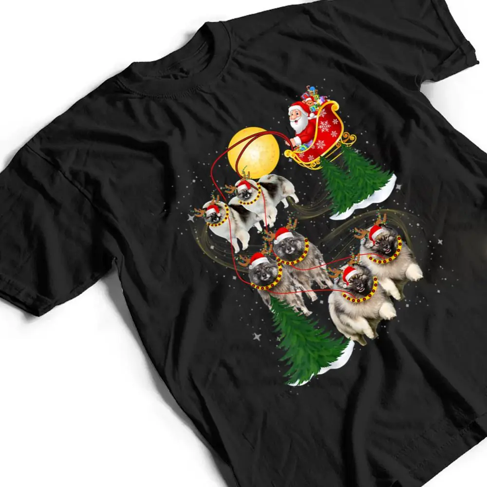 Keeshond-Reindeer-Christmas-Dog-Riding-Santa-Xmas-T-Shirt-2 Keeshond Reindeer Christmas Dog Riding Santa Xmas T Shirt