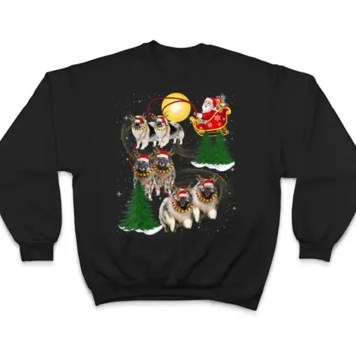 Keeshond Reindeer Christmas Dog Riding Santa Xmas T Shirt