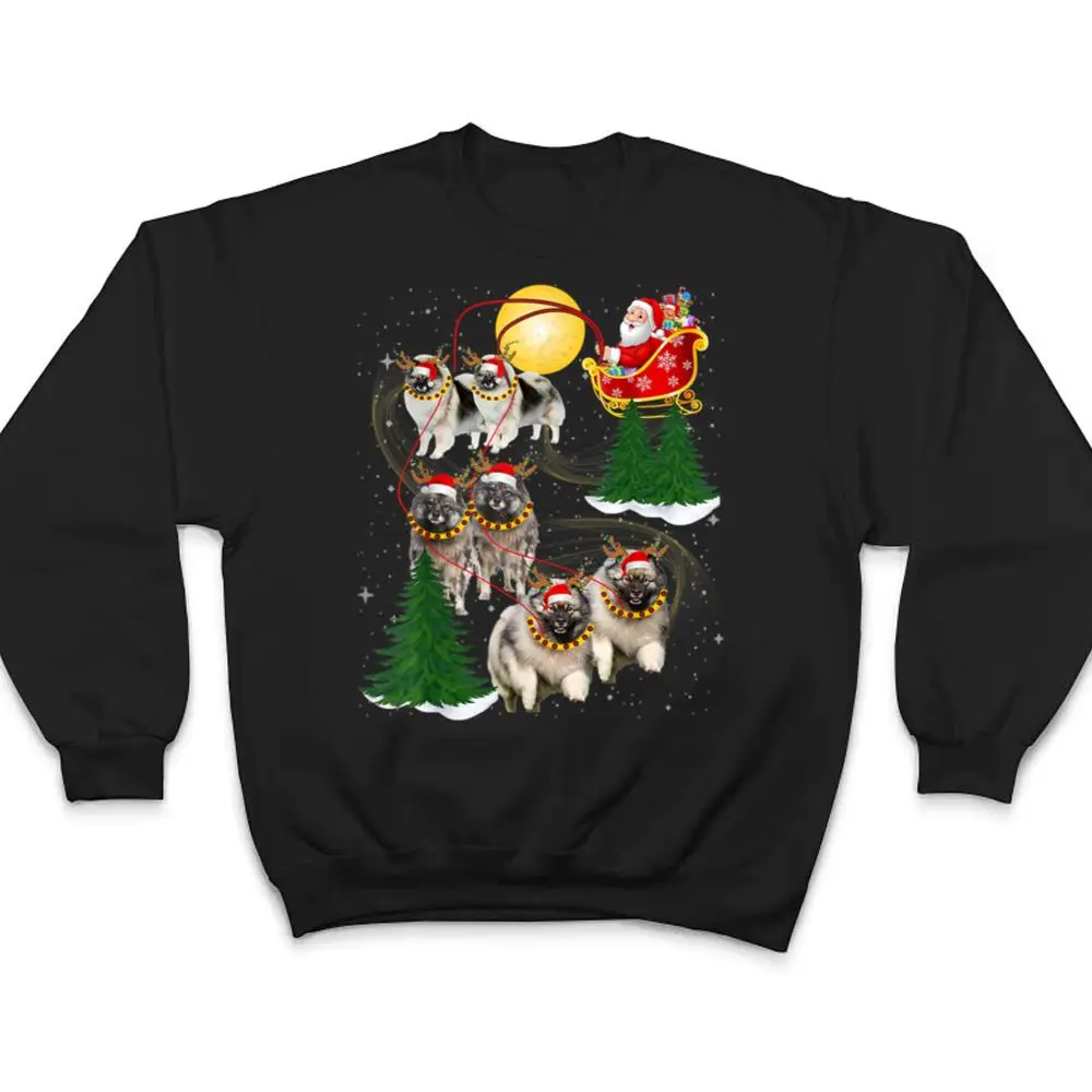 Keeshond-Reindeer-Christmas-Dog-Riding-Santa-Xmas-T-Shirt-4 Keeshond Reindeer Christmas Dog Riding Santa Xmas T Shirt