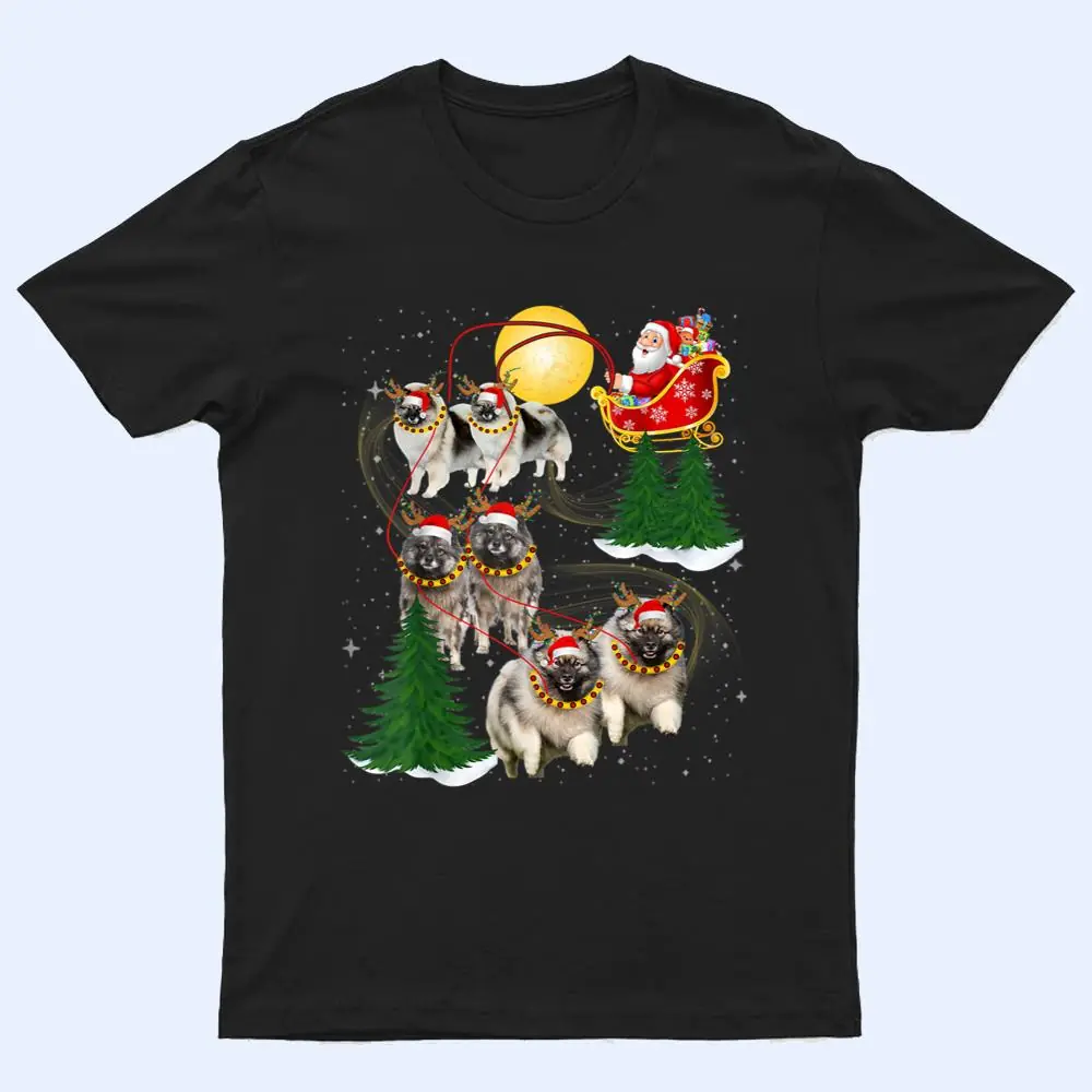Keeshond Reindeer Christmas Dog Riding Santa Xmas T Shirt Keeshond Reindeer Christmas Dog Riding Santa Xmas T Shirt