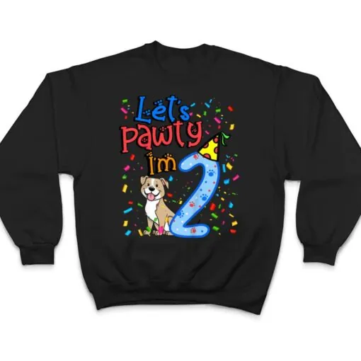 Kids 2nd Birthday Boy Dogs let's pawty i'm 2 year old puppy T Shirt