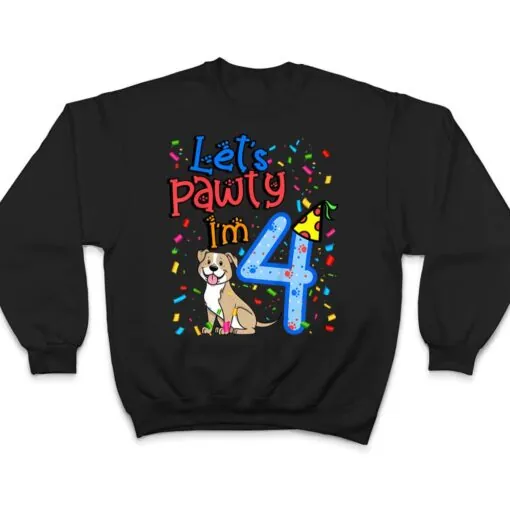 Kids 4th Birthday Boy Dogs let's pawty i'm 4 year old puppy T Shirt