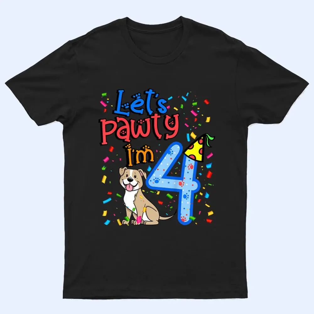Kids 4th Birthday Boy Dogs let's pawty i'm 4 year old puppy T Shirt Kids 4th Birthday Boy Dogs let's pawty i'm 4 year old puppy T Shirt