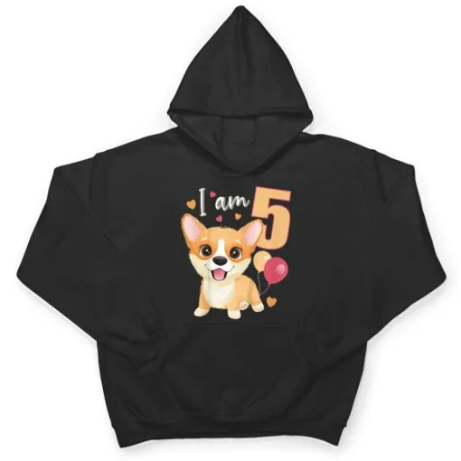 Kids 5 Years old 5 birthday outfit Boy girl Corgi Dog T Shirt