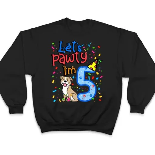 Kids 5th Birthday Boy Dogs let's pawty i'm 5 year old puppy T Shirt