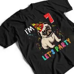 Kids 7 Year Old Gifts 7th Birthday Boys Let's Party Pug Dog T Shirt