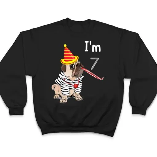 Kids 7 Year Old Gifts I'm 7th Birthday Boys Funny Pug Dog T Shirt