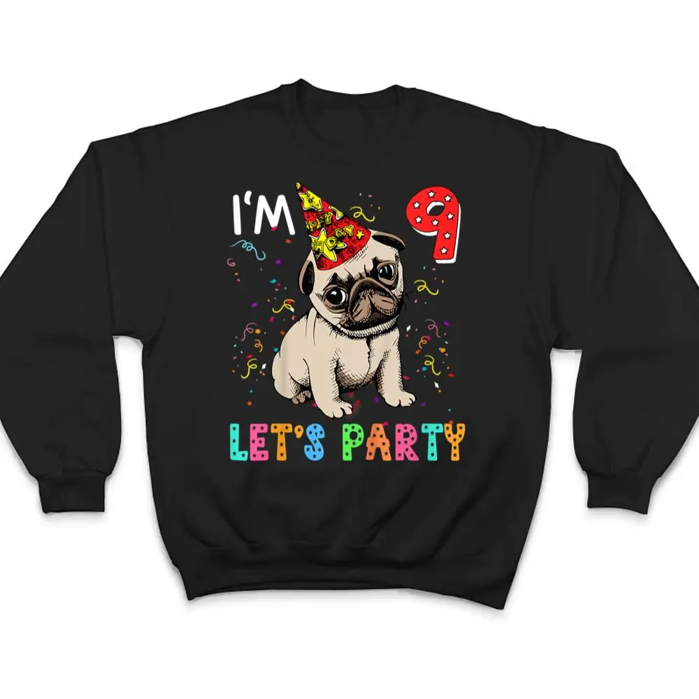 Kids-9-Year-Old-Gifts-9th-Birthday-Boys-Lets-Party-Pug-Dog-T-Shirt-4 Kids 9 Year Old Gifts 9th Birthday Boys Let's Party Pug Dog T Shirt