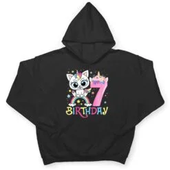 Kids Cute Cat Unicorn Face Floral 7 Year Old 7th Birthday Girls T Shirt Kids Cute Cat Unicorn Face Floral 7 Year Old 7th Birthday Girls T Shirt