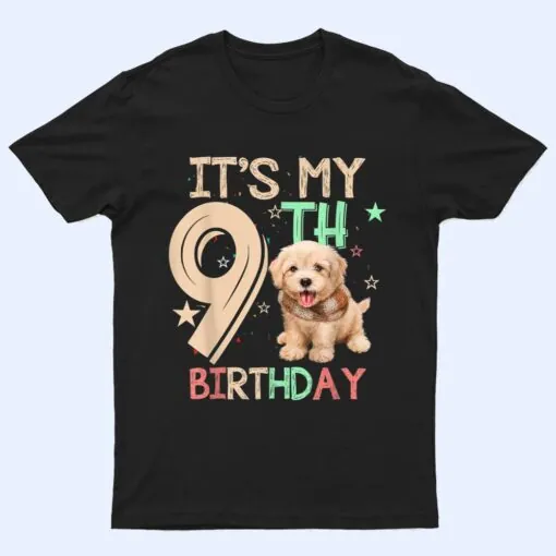 Kids It's My 9th Birthday Dog Lover Theme 9 Years Old Puppy T Shirt