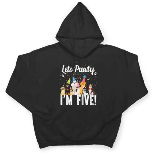 Kids Lets Pawty I'm FIVE! Puppy Dog Themed Birthday Party T Shirt