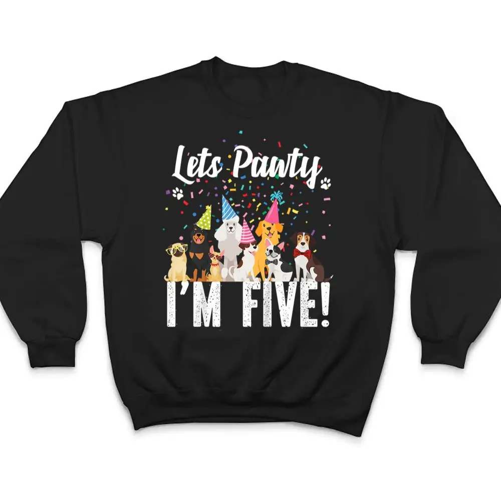 Kids-Lets-Pawty-Im-FIVE-Puppy-Dog-Themed-Birthday-Party-T-Shirt-4 Kids Lets Pawty I'm FIVE! Puppy Dog Themed Birthday Party T Shirt