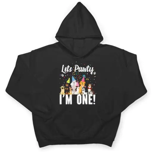Kids Lets Pawty I'm ONE! Puppy Dog Themed Birthday Party Outfit T Shirt