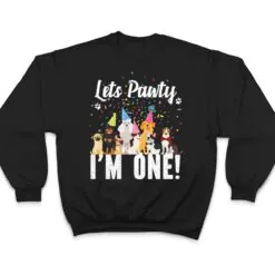 Kids Lets Pawty I'm ONE! Puppy Dog Themed Birthday Party Outfit T Shirt Kids Lets Pawty I'm ONE! Puppy Dog Themed Birthday Party Outfit T Shirt