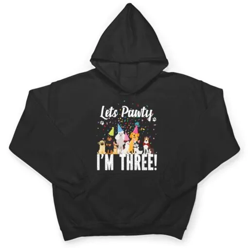 Kids Lets Pawty I'm THREE! Puppy Dog Themed Birthday Party Outfit T Shirt