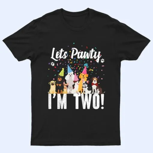 Kids Lets Pawty I'm TWO! Puppy Dog Themed Birthday Party Outfit T Shirt