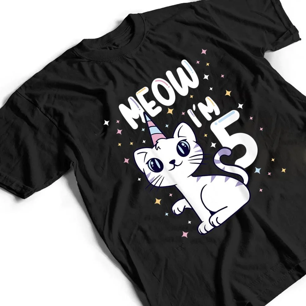 Kids-Meow-Im-5-bday-cat-party-cute-5th-Birthday-Kids-Cat-T-Shirt-2 Kids Meow I'm 5 bday cat party cute 5th Birthday Kids Cat T Shirt