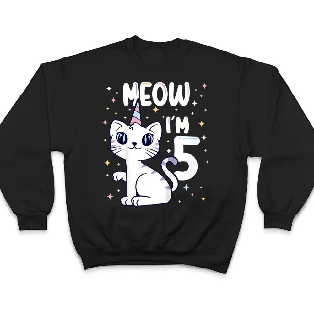 Kids-Meow-Im-5-bday-cat-party-cute-5th-Birthday-Kids-Cat-T-Shirt-4 Kids Meow I'm 5 bday cat party cute 5th Birthday Kids Cat T Shirt