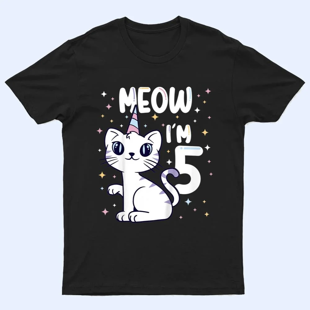 Kids Meow I'm 5 bday cat party cute 5th Birthday Kids Cat T Shirt Kids Meow I'm 5 bday cat party cute 5th Birthday Kids Cat T Shirt