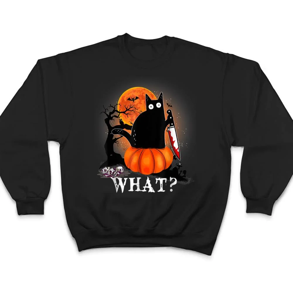 Killer-Halloween-Scary-Moon-Black-Cat-With-Knife-Pumpkin-T-Shirt-4 Killer Halloween Scary Moon Black Cat With Knife Pumpkin T Shirt
