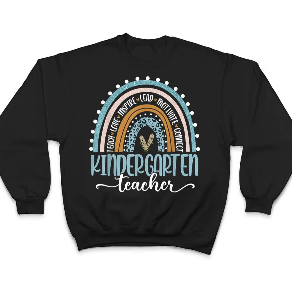 Kindergarten-Teacher-Leopard-Rainbow-First-Day-Of-School-T-Shirt-4 Kindergarten Teacher Leopard Rainbow First Day Of School T Shirt
