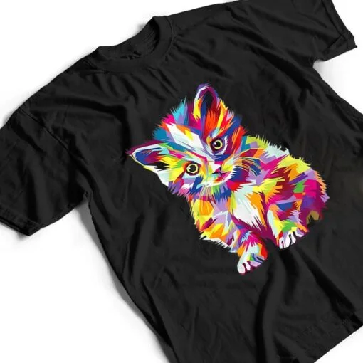 Kitten Colorful Art Gifts Cute Cat Gift For Kitten Lovers T Shirt