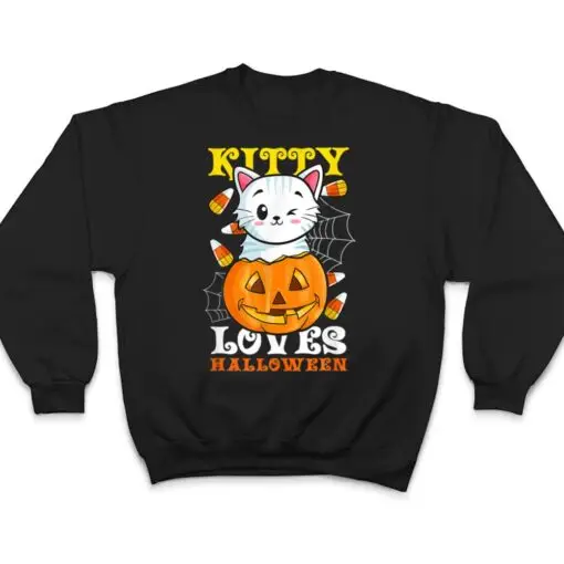 Kitty Loves Halloween Funny Scary And Spooky Halloween Cat T Shirt