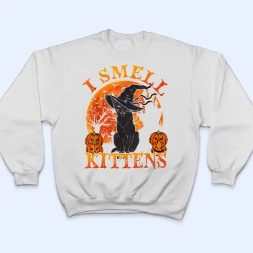 Lazy Halloween Costume Black Cat Witch Hat I Smell Kittens T Shirt