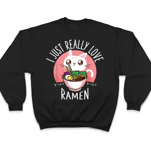 Love Ramen Japanese Noodles Kawaii Anime Cat Gifts T Shirt