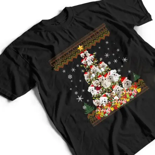 Maltese Dog Christmas Lights Christmas T Shirt