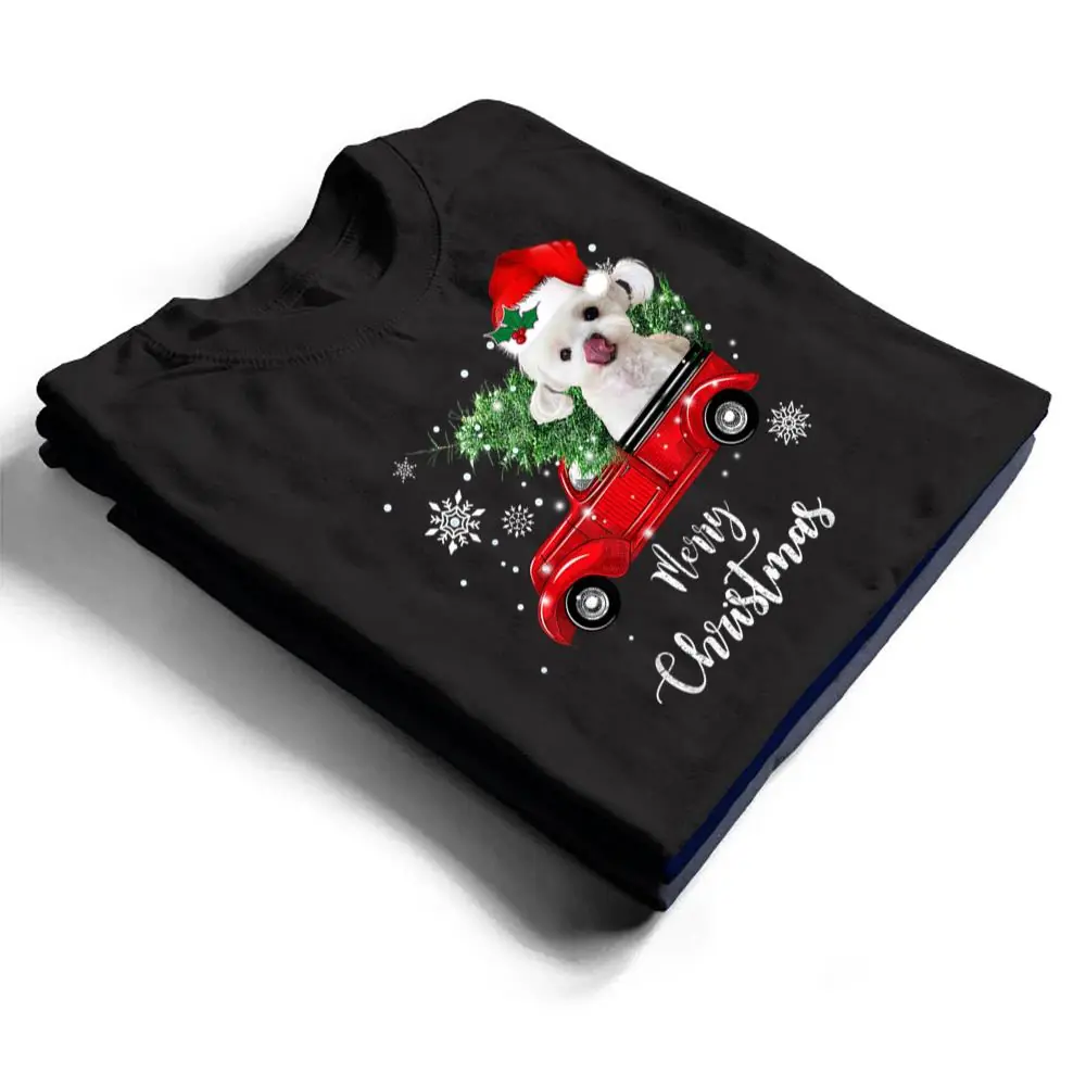 Maltese-Dog-Ride-Red-Truck-Christmas-Pajama-T-Shirt-1 Maltese Dog Ride Red Truck Christmas Pajama T Shirt