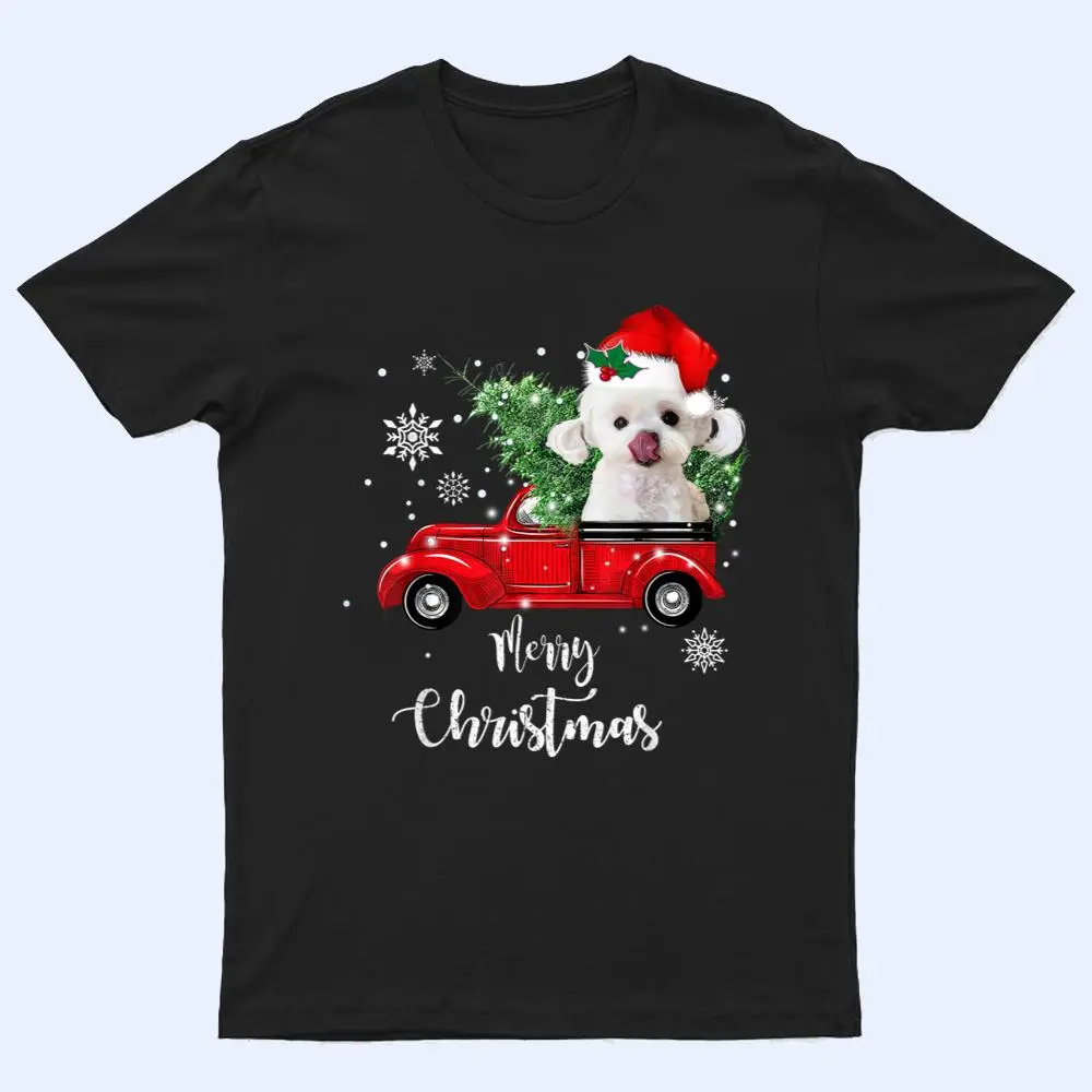 Maltese Dog Ride Red Truck Christmas Pajama T Shirt Maltese Dog Ride Red Truck Christmas Pajama T Shirt