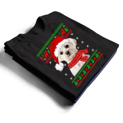 Maltese Dog Ugly Christmas Puppy Dog Lover T Shirt