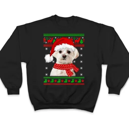 Maltese Dog Ugly Christmas Puppy Dog Lover T Shirt