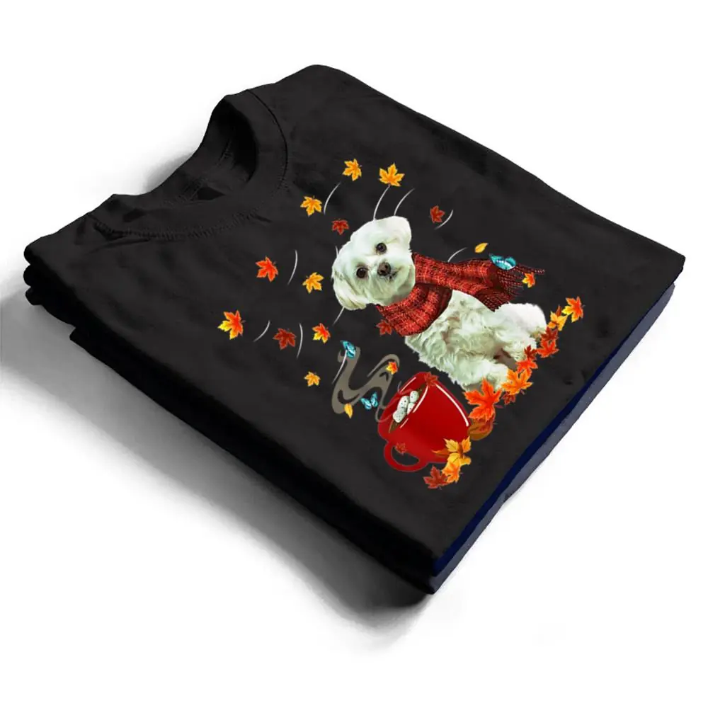 Maltese-Fall-Chocolate-Hot-Funny-Dog-Autumn-T-Shirt-1 Maltese - Fall - Chocolate - Hot - Funny Dog Autumn T Shirt
