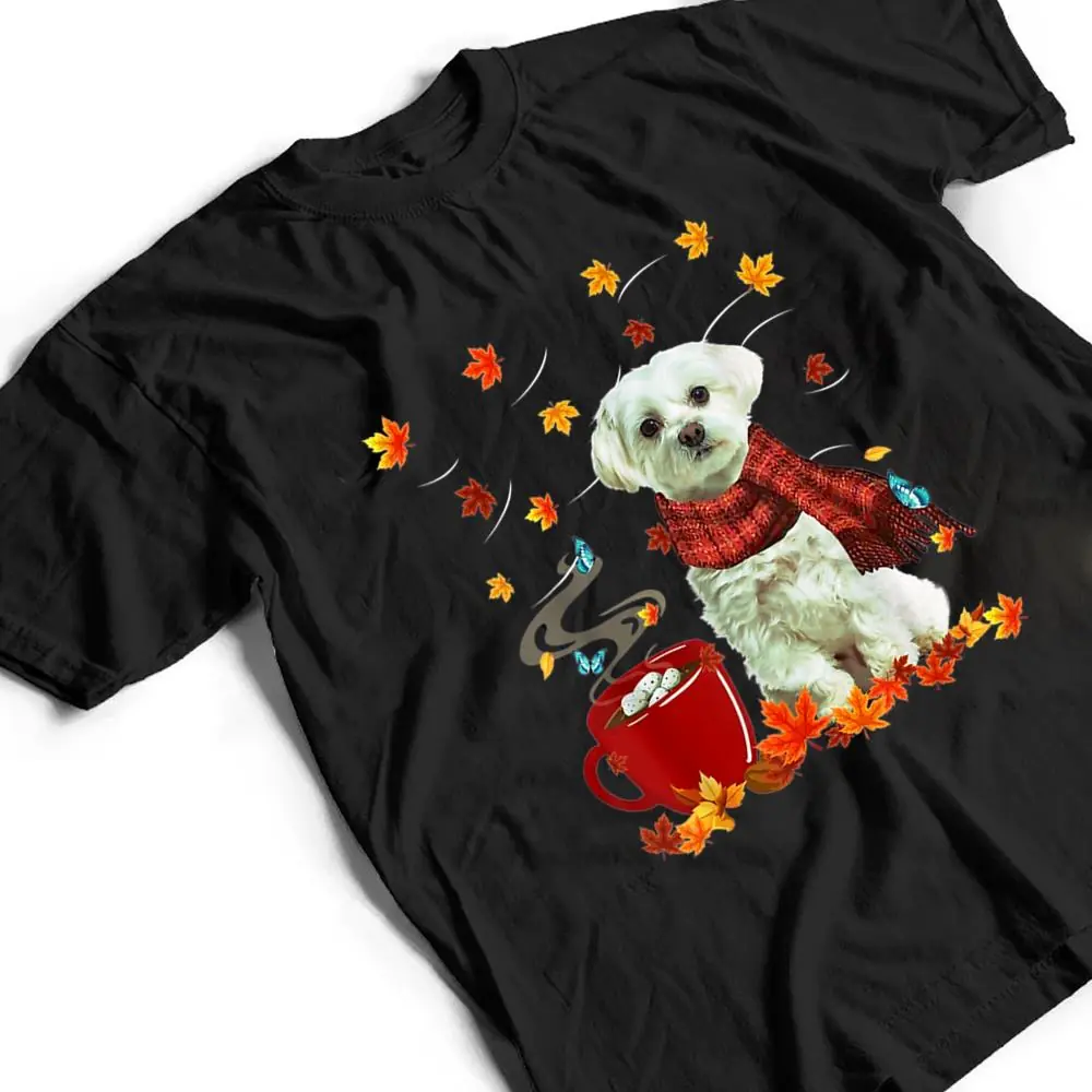 Maltese-Fall-Chocolate-Hot-Funny-Dog-Autumn-T-Shirt-2 Maltese - Fall - Chocolate - Hot - Funny Dog Autumn T Shirt