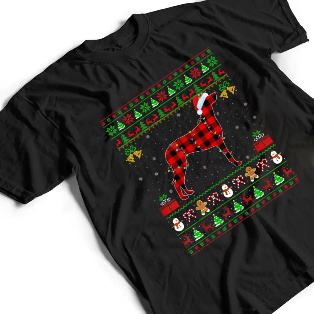 Matching-Buffalo-Plaid-Ugly-Weimaraner-Dog-Christmas-Pajama-T-Shirt-2 Matching Buffalo Plaid Ugly Weimaraner Dog Christmas Pajama T Shirt