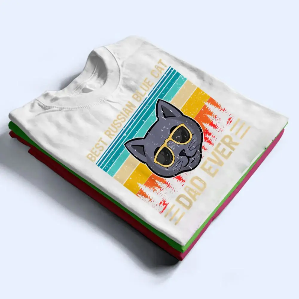 Mens-Vintage-Funny-Best-Russian-Blue-Cat-Dad-Ever-Fathers-Day-T-Shirt-1 Mens Vintage Funny Best Russian Blue Cat Dad Ever Father's Day T Shirt