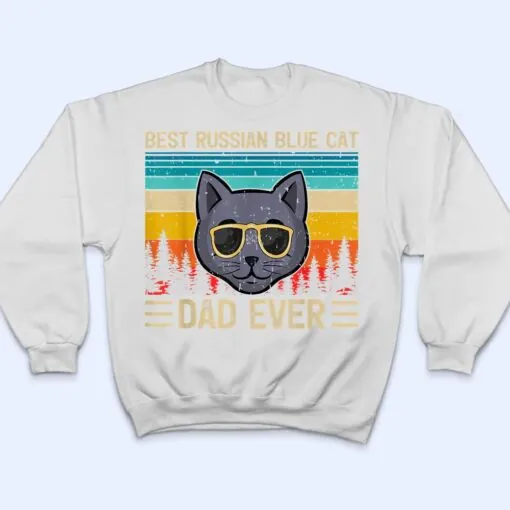 Mens Vintage Funny Best Russian Blue Cat Dad Ever Father's Day T Shirt