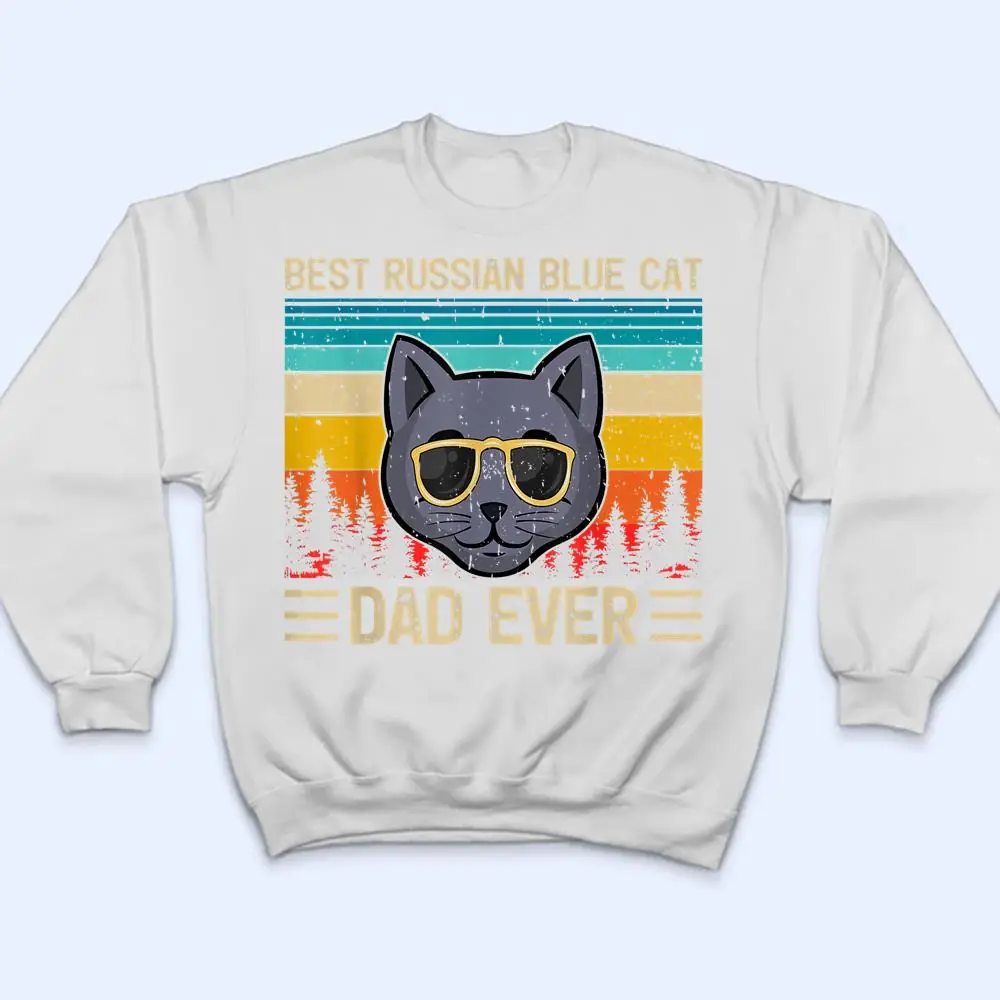 Mens-Vintage-Funny-Best-Russian-Blue-Cat-Dad-Ever-Fathers-Day-T-Shirt-4 Mens Vintage Funny Best Russian Blue Cat Dad Ever Father's Day T Shirt