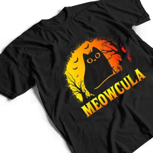 Meowcula Black Cat Halloween Vampire Cat T Shirt