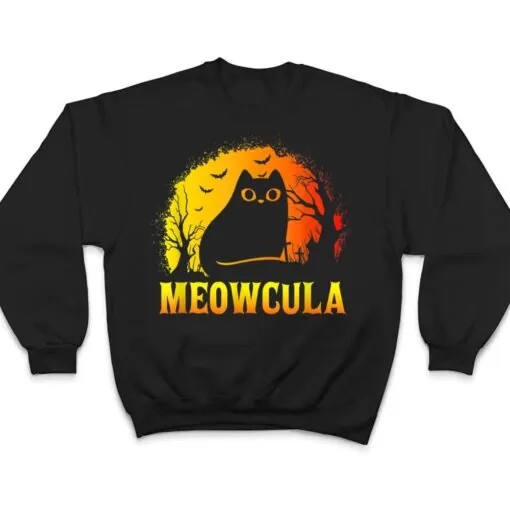 Meowcula Black Cat Halloween Vampire Cat T Shirt