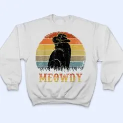 Meowdy Funny Country Music Black Cat Cowboy Hat Vintage T Shirt
