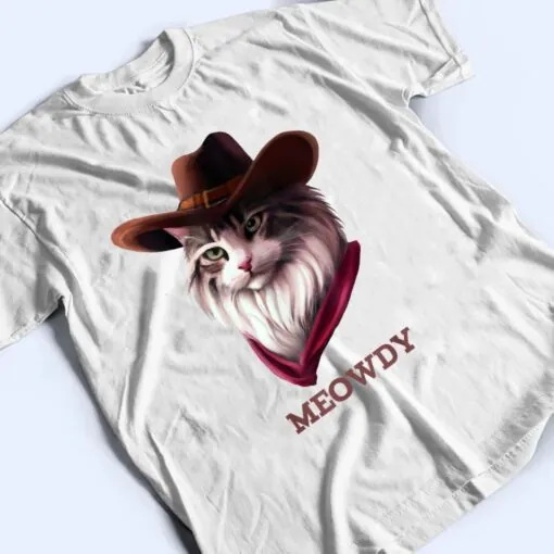 Meowdy Howdy Cowboy Cat Cute Pun Funny Animal Western Sherif T Shirt